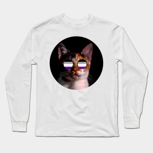 Cute Cat with Glasses Flag Long Sleeve T-Shirt